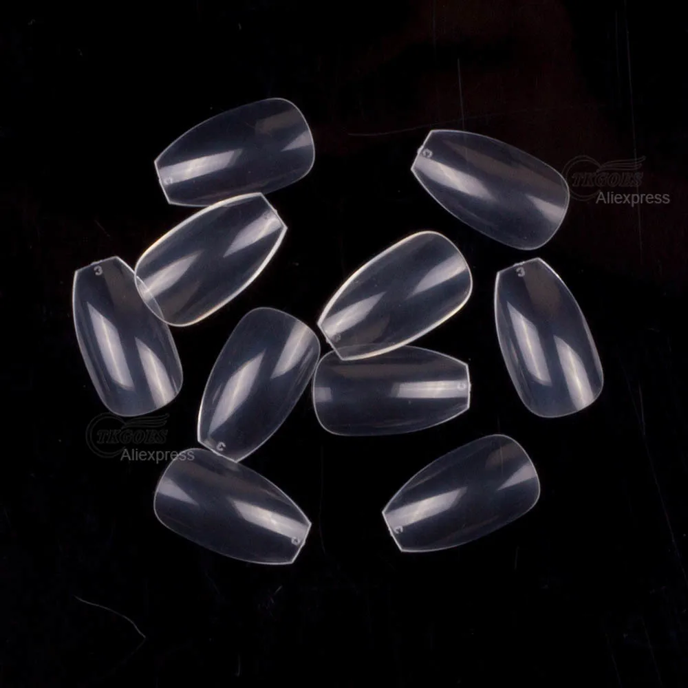 500Pcs/Bag Short Coffin Nails Full Cover Ballerina Fake Nails Art Square Ballet Shape False Nail Art Tips DIY Fingernails