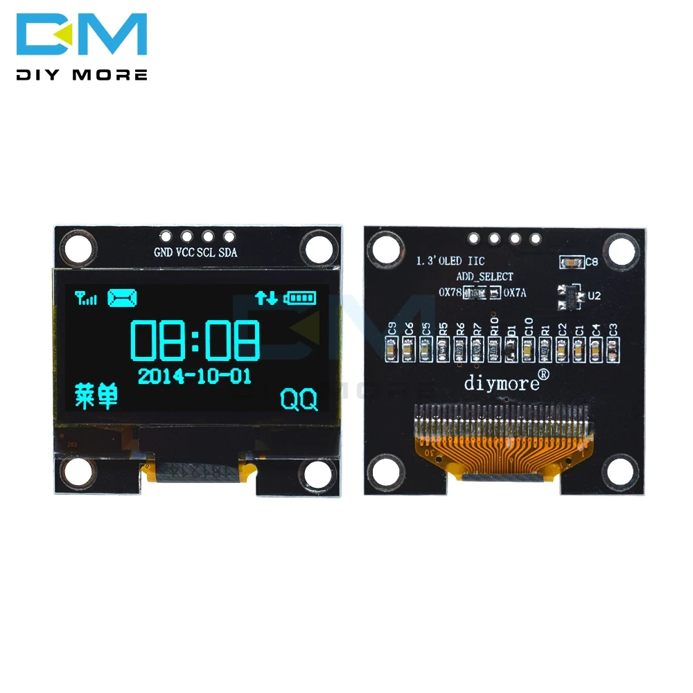 128x64 SSH1106 4PIN 1,3 "1,3 дюймов IIC I2C Серийный Цифровой OLED ЖК-дисплей белый синий модуль для Arduino 12864 ЖК-экран