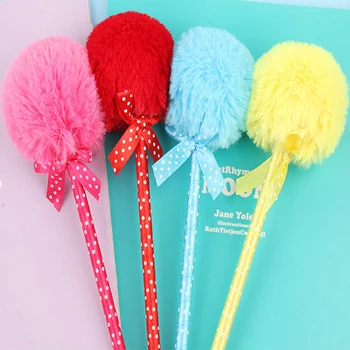 

3pcs/lot Cutw Bow Plush Ballpoint Pen For School Writing Office Supplies Gift For Students