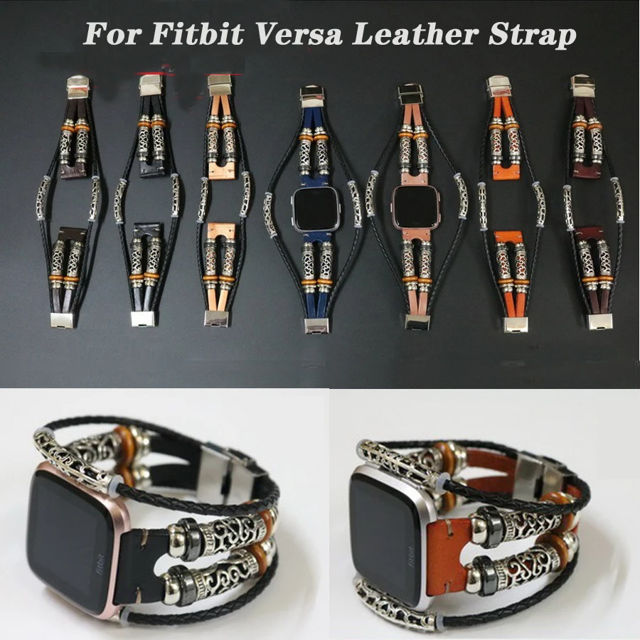 Genuine Leather Wrist Strap for Fitbit Versa/Versa Lite Replacement Wristband Bracelet for Fitbit Versa 2 Watch Band Accessories