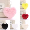 Fluffy Fur Pompom Keychain Soft Solid Color Heart Shape Pompom Faux Rabbit Fur Ball Car Handbag Key Ring Gift Accessories ► Photo 2/6