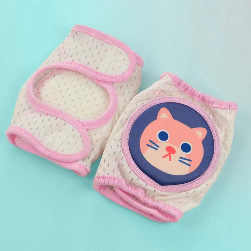 Pink cat Анти-осенние дышащие сетчатые защитные наколенники для малышей, регулируемые ползание младенца наколенники, детские гетры для малышей, От 0 до 5 лет - Цвет: Pink cat