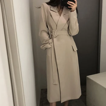 

Discount Sale Pockets Long Sleeve Slim Waist Gorgeous Ladies Women's Winter Coat Warm Thickening V Neck Windproof Chic Long Coat