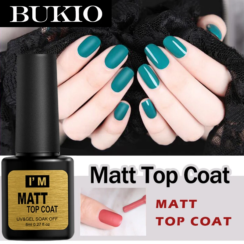 Матовый прозрачный верхний Базовый Гель-лак Bukio долговечный матовый для ногтей