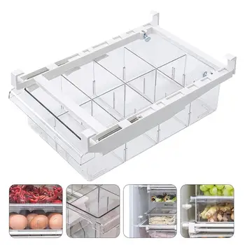 

Transparent Fridge Storage Box PET Fridge Drawer Box Telescopic Pull Type Fruit Vegetable Preservation Box (White 8 Grids)