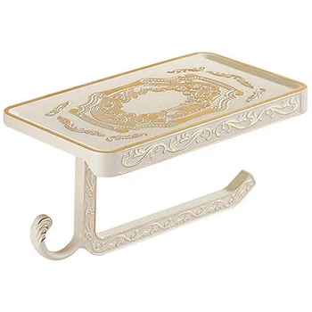 

Antique Carved Toilet Paper Holder with Telephone Stand, Wall-Mounted Bathroom Paper Holder, Storage Rack, Toilet Paper Holder B