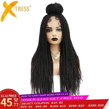 

X-TRESS Synthetic Crochet Braiding Wig For Black Women Dreadlock Twist Braid Hairstyle With Baby Hair Long Straight African Wigs