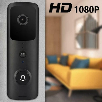 

V30 1080P Wifi Wireless Video Dorbell Visual Intercom Camera with Chime Night Vision PIR Motion Detection(Black)