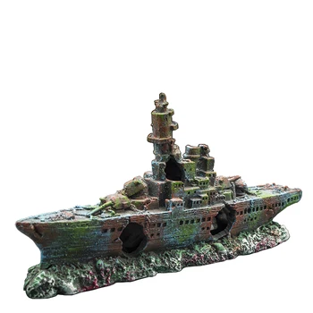 

New Resin Aquarium Wreck Boat Decoration Navy War Liberty Destroyer Vessel Wreck Fish Tank Sunk Boat Crafts Ornament