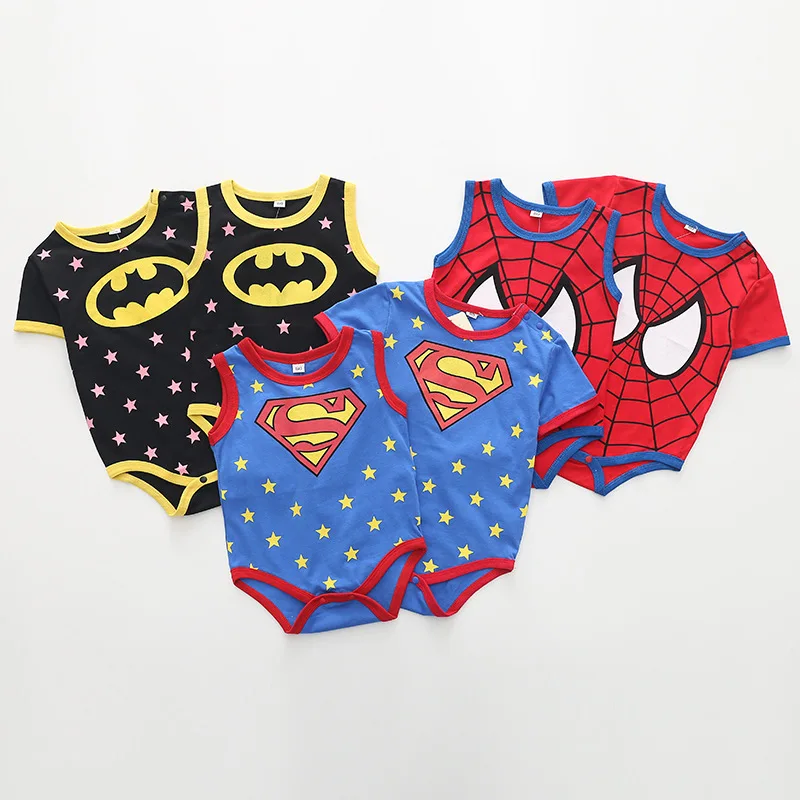 

Small Superman Romper Batman Baby Climbing Clothes Modeling Onesie Summer Cool And Refreshing Triangular One-piece Romper
