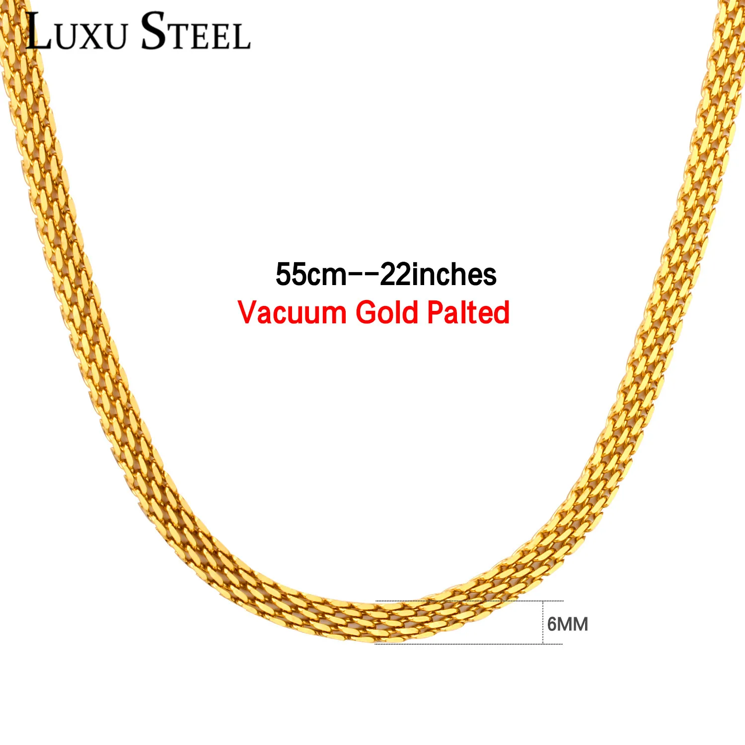 Stainless Steel Chains Necklaces Stainless Steel Flat Chain 55cm Chains Luxusteel