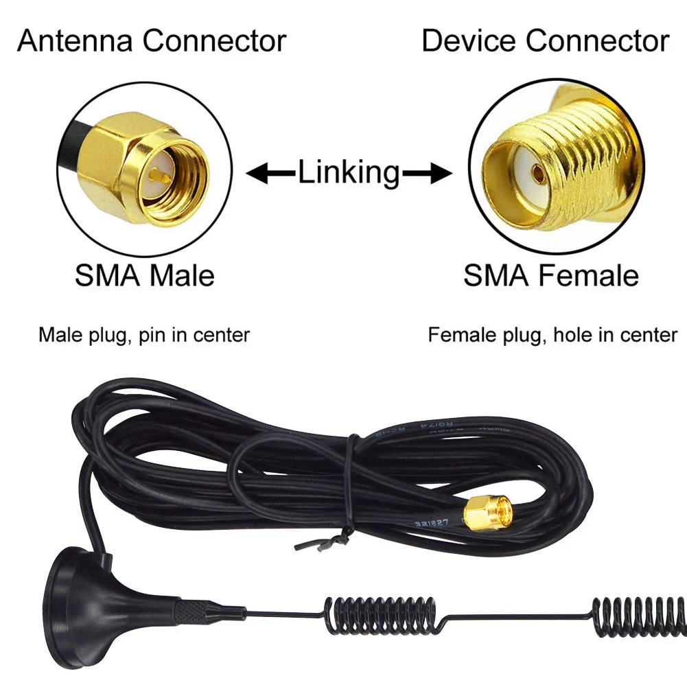 4G LTE Antenna 698-960/1700-2700Mhz 5dbi Magnetic Base SMA Male plug RG174 3M for WiFi Router