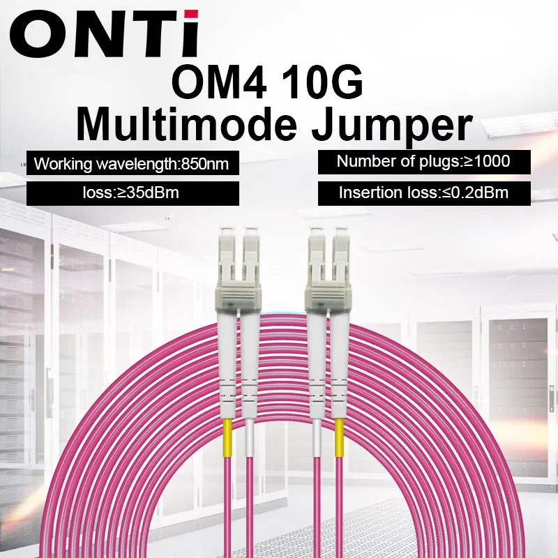 ONTi OM4 10 Gigabit Multimode Fiber Optic Patch Cord 1-100m 50/125 2.00mm 10/40/100Gbps 2 core Duplex Fiber Jumper Pigtail