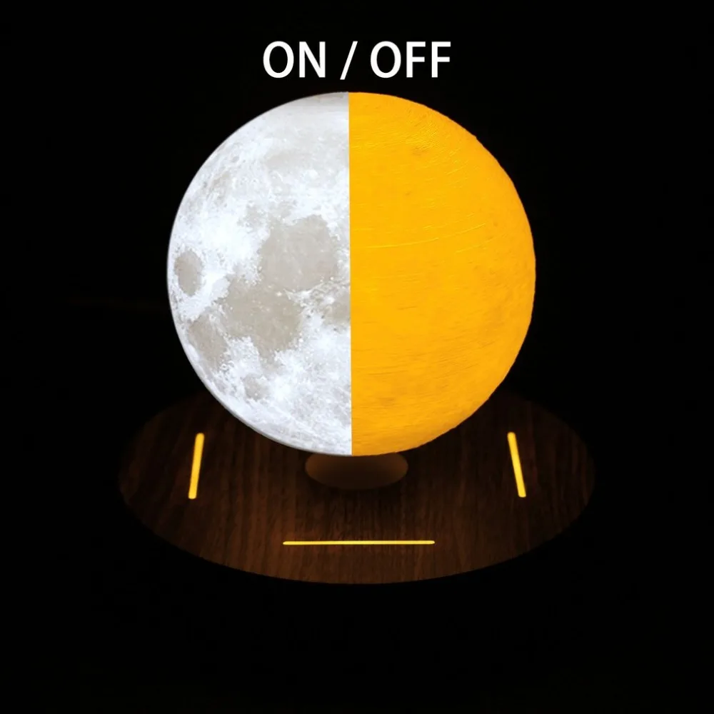  Levitating 3D Moon Lamp 360 rotated Wooden Base 10cm Night Lamp Floating Romantic Light Home Decora - 4000438561576