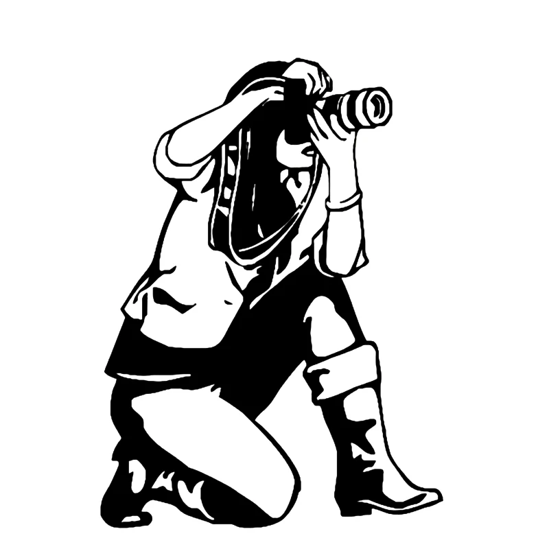 

S51198# Black Transparent Car Stickers Vinyl Decal Beautiful Lady with Camera Motorcycle Decorative Accessories