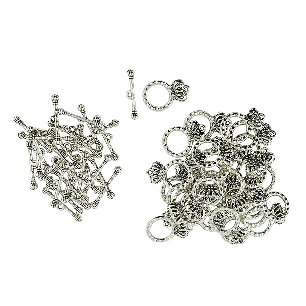 30 Sets Crown Clasp Connector Beads Crown Bar Shaped OT Toggle Clasps For Bracelets DIY Handmade Craft