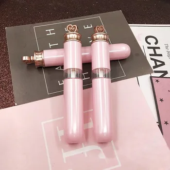 

5 Pieces 6ml Pink Empty Lip Gloss Tubes Gold Heart Shape Top Lipstick Cosmetic Packaging Container