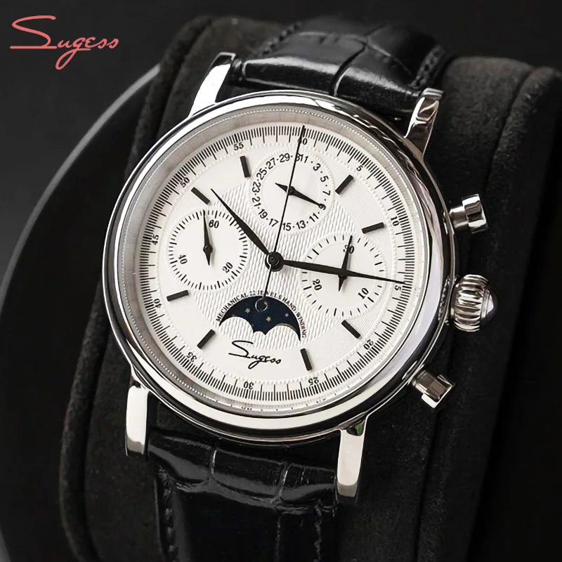 Sugess Orologio Uomo Для Мужчин Хронограф механические Чайка двигаться мужчин t часы s