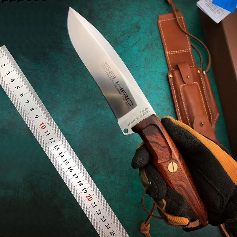 MANCROZ N690 фиксированным лезвием тактический прямой нож Сантус из красного дерева