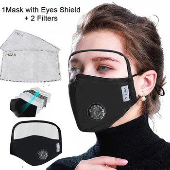 

Unisex Black Outdoor Face Cover with Eyes Shield and 2 Filters Set Whitening KG66