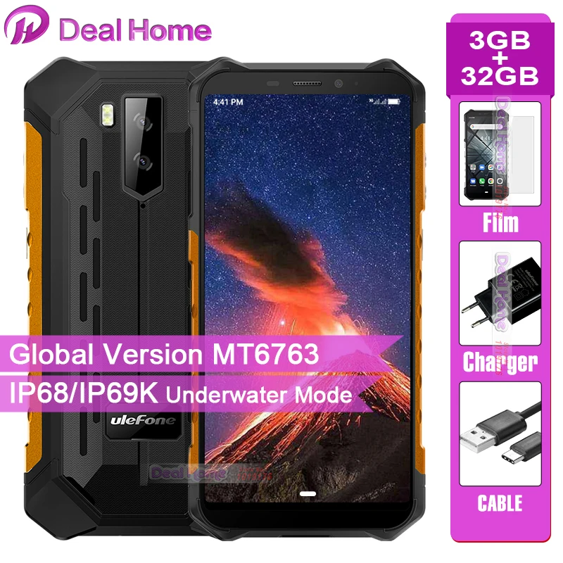 Ulefone Armor X5 IP68 Rugged Smartphone Android 9.0  5.5 inch 3GB 32GB 5000mAh Cell Phone 4G Dual SIM NFC Mobile Phone Android