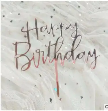 

Acrylic Baking cake Insert Decor Party Decoration 300pcs New Glitter Cake Topper Happy Birthday Silver Gold Pink