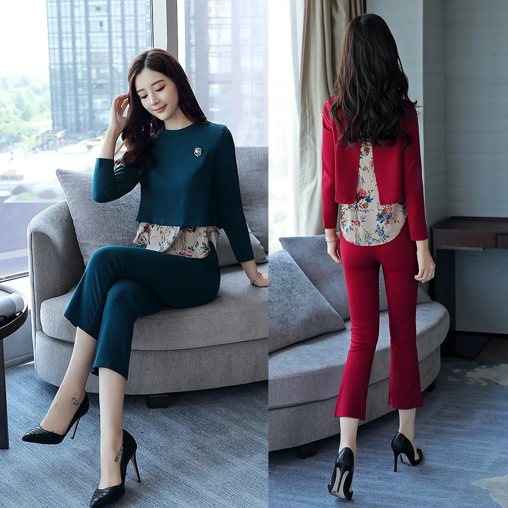 

2019 New Style Autumn WOMEN'S Dress Autumn WOMEN'S Suit-Style Two-Piece Set Western Style Skinny Pants Elegant Ladies' Slimming