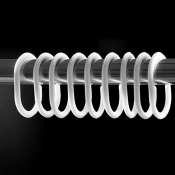 

White Transparent Plastic C Shape Bath Drape Shower Ring Loop Bendable Bathroom Curtain Hooks Wholesale Modern