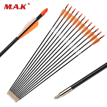 

200/500pcs Wholesale Arrow Spine 700 31.5 Inches 7mm Fiberglass Arrow with Orange Feather for Recurve Long Bow Hunting Archery