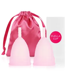 Silicone Menstrual Cup with Sterilizer - Comfortable, Eco-Friendly Period Care, Free Shipping - 1S and 1L (2Pcs-1Clothbag-Pink)