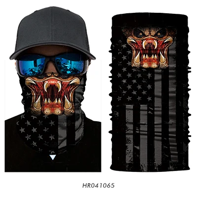 3D Skull Seamless Magic Neck Gaiter Skeleton Face Mask Shield Running Cycling Fishing Bike Bandana Headband Tube Scarf Men Women - Цвет: 065