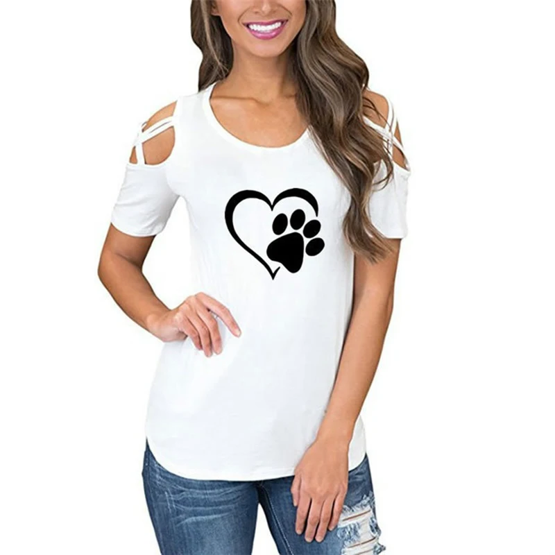 Plus Size Printed Women Off Shoulder T-Shirt