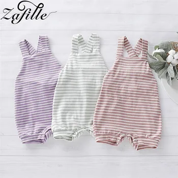 

ZAFILLE Baby Boy Romper Sleeveless Jumpsuits Baby Girl One-pieces Stripe Suspender Baby Frog Design Clothes For Newborns