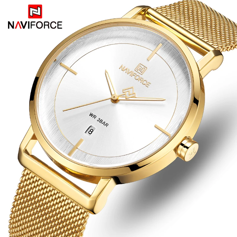 

Men Watch Top Luxury Brand NAVIOFRCE Fashion Gold Quartz Watches Men’s Steel Mesh Waterproof Male Clcok Sports Relogio Masculino