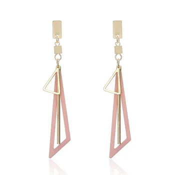 

Han edition fashion long triangle earrings contracted joker tassel strip eardrop temperament cold wind earrings