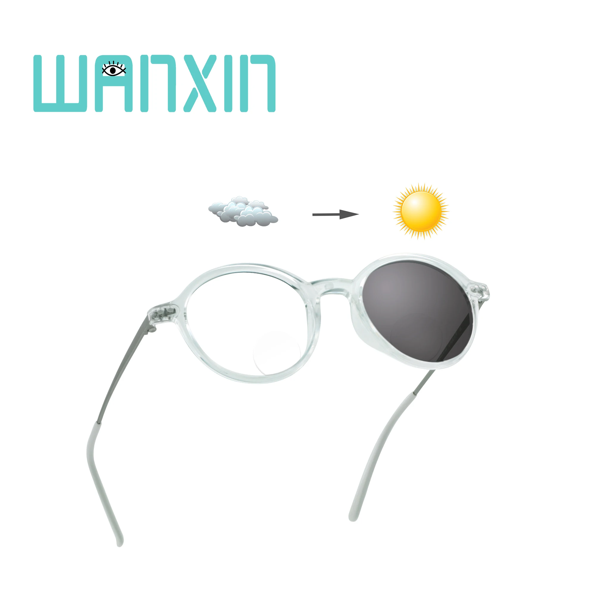 clear Wanxin увеличительные очки, бифокальные очки, фотохромные темно-серые солнцезащитные очки - Цвет оправы: clear