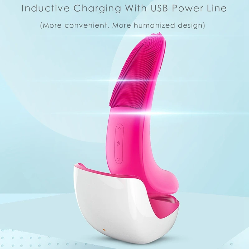 Purple Mini Warm Electric Facial Cleansing Brush Silicone Sonic Vibration Cleanser Deep Pore Cleaning Skin Massage Face Brush Cl