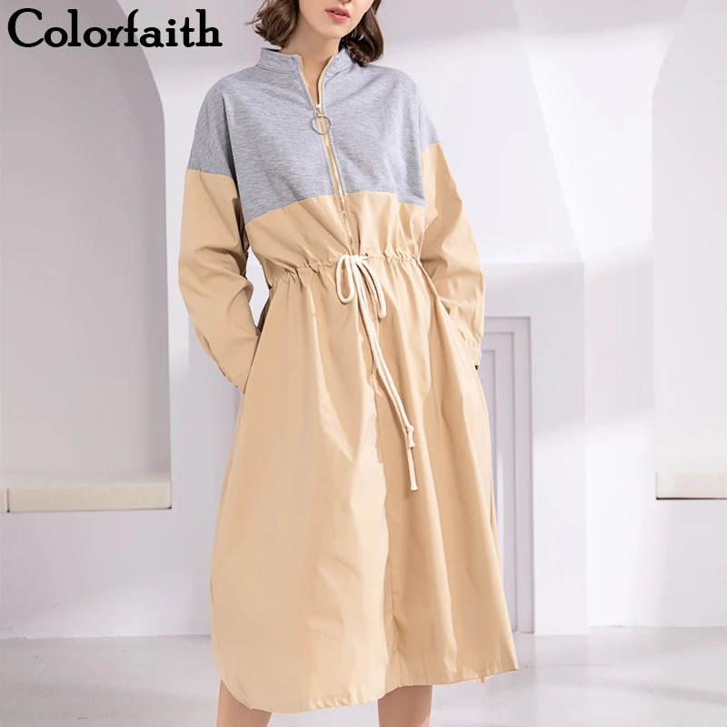 Colorfaith, новинка 2019, женские осенне-весенние платья, спортивный стиль, пэтчворк, эластичная талия, молния, длинный рукав, повседневные, на шнур... Colorfaith, новинка 2019, женские осенне-весенние платья, спортивный стиль, пэтчворк, эластичная талия, молния, длинный рукав, повседневные, на шнур...