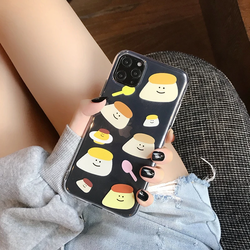 INS стильные милые чехлы для телефонов с пудингом для iPhone 11Pro Max 6 6s 7 8 Plus 11 X Xs Max Xr высококачественный прозрачный мягкий чехол Fundas Capa
