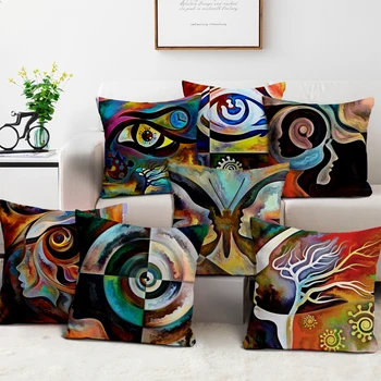 

Nanacoba Cushion Covers Home Decor Swirl Eyes Visual Impact Pillow Cases for Bedroom Sofa Decorative Pillow Covers 45*45cm
