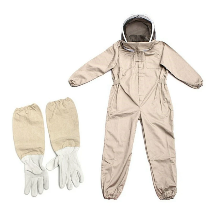 

Hot Sale Professional Ventilated Full Body Beekeeping Bee Keeping Suit with Leather Gloves