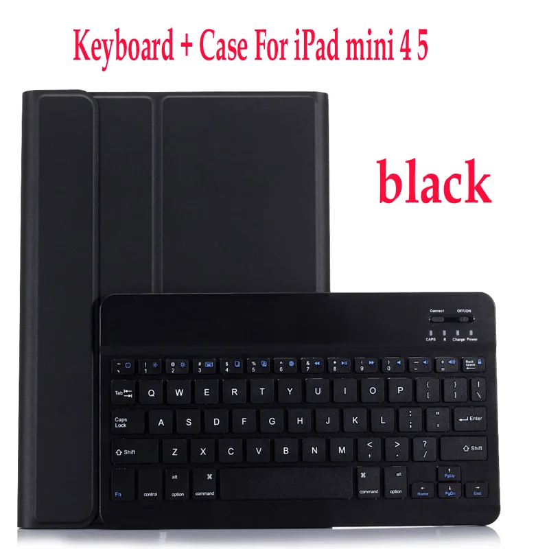 For mini 4 5 black Беспроводной Bluetooth чехол-клавиатура, для Apple iPad mini 1 2 3 Чехол-клавиатура для iPad mini 4 iPad mini 5 - Цвет: For mini 4 5 black