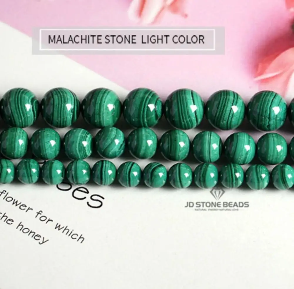 light color Natural Malachite Beads Dark Green Color 4 6 8 10mm Pick Size Semi-precious stones Accessories For Jewelry Making - Цвет: light color