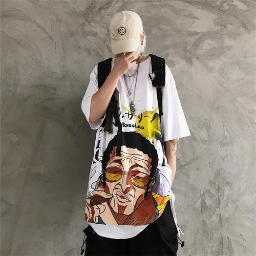 남성용 힙합 ACE 티셔츠, 루피 티셔츠, 멋진 반팔, 애니메이션 루즈 티셔츠, 오버사이즈 하라주쿠, 재미있는 티셔츠, 여름 3