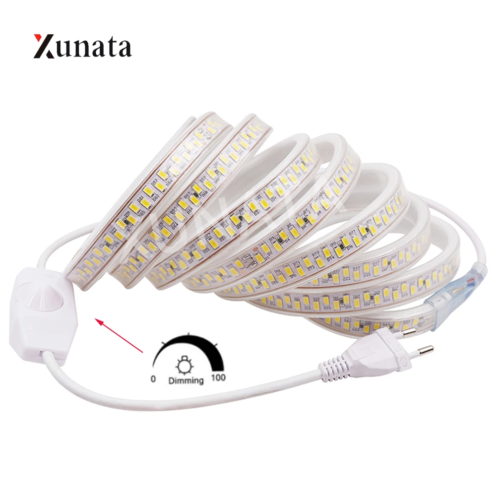 #cheap 220V LED Strip Light SMD5630 180LEDs M Dimmable LED Tape with EU Plug Waterproof LED Ribbon Home Decor Flexible LED Tape