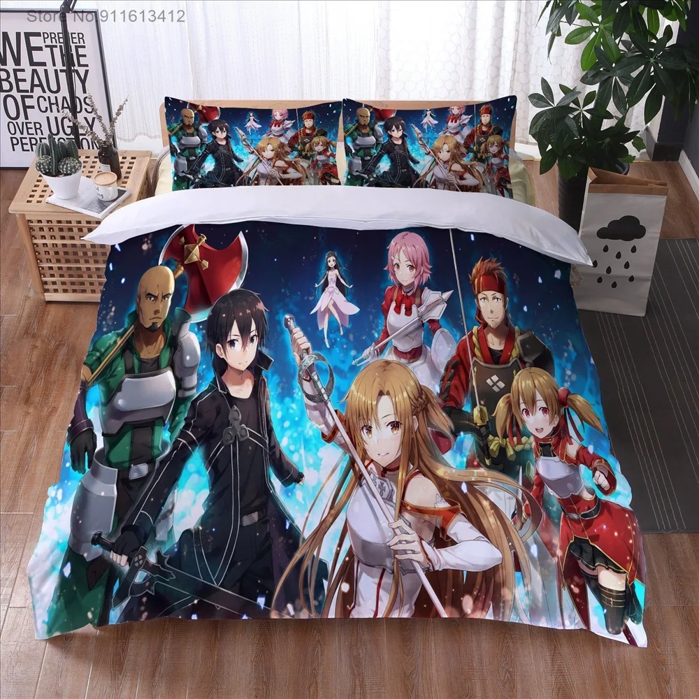 Anime Sword Art Online High Quality 3D Printed Pattern Duvet Cover with Pillow Cover Bedding Set Anime Bed Set Bedroom Luxury 