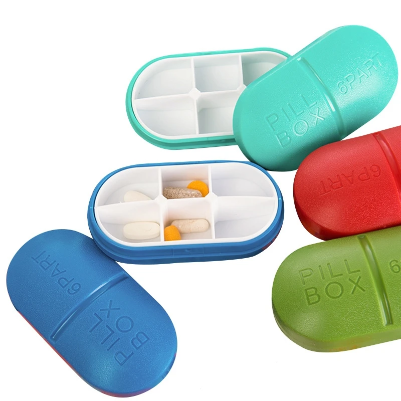 

Portable 6 Part Tablet Pill Box Medicine Organizer Container Holder Case Care Pill Cases Splitters 1Pc