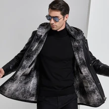 Роскошная модная зимняя мужская куртка с меховым капюшоном, теплая Экологичная зимняя куртка из кроличьего меха, пальто для мужчин черного цвета, размеры M-4XL