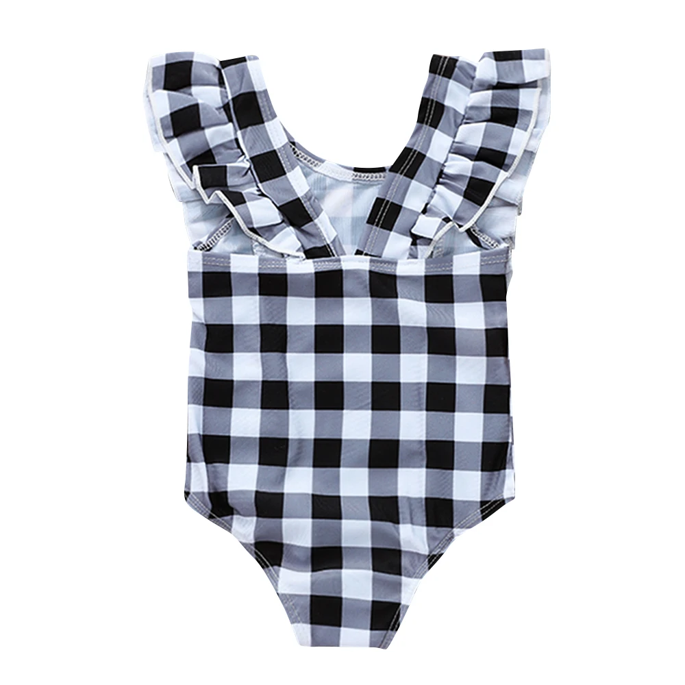 Plaid Girls Ruffle Swimwear 0-3Years Summer Children's Swimsuits One-Piece Girls Swimming Suits Kids Bathing Suits Beachwear D35