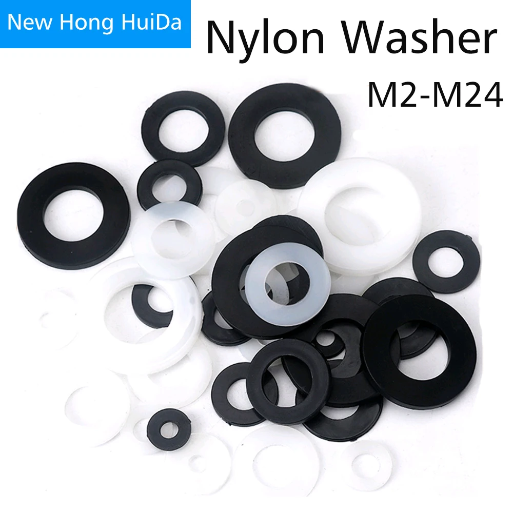 M3~M20 Clear Plastic Flat Washer Soft Nylon Insulation Gasket Shim Ring Sealings 
